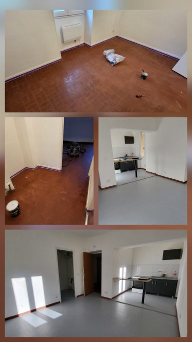 Création d'un sol en peinture résine gris clair