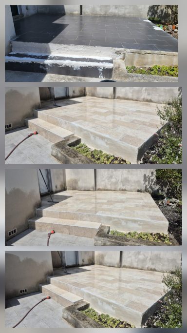 Belle terrasse en travertin Terrasse en travertin