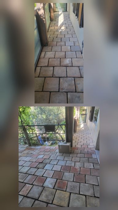 Réalisation d'une terrasse en tomettes