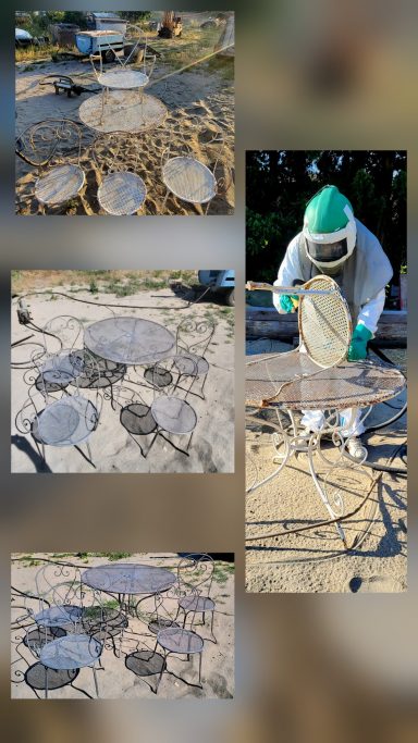 Sablage d'une table et 4 chaises 1960